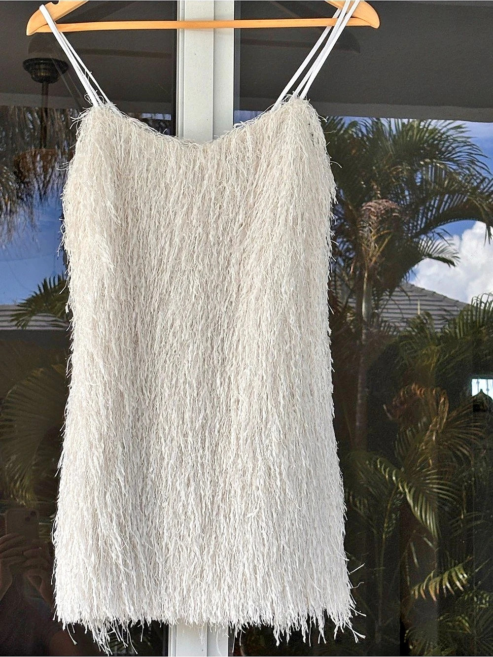 Zara Fringe Mini Dress in White Size Small NWT